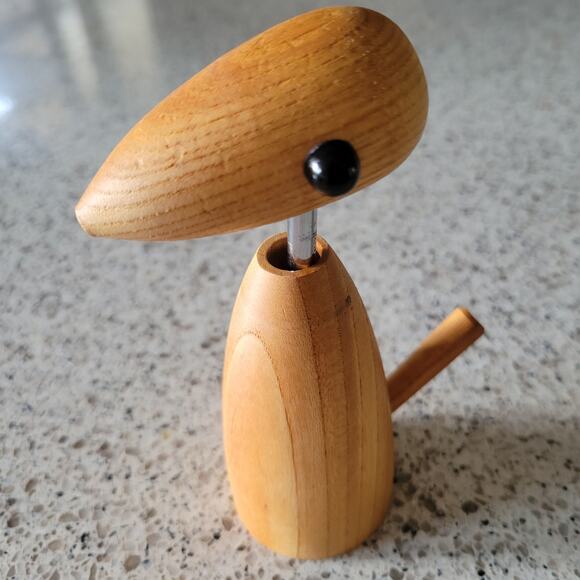 VTG MCM Handcrafted Wood Bird Corkscrew Bottle Opener Stainless Made in Japan - Picture 2 of 16